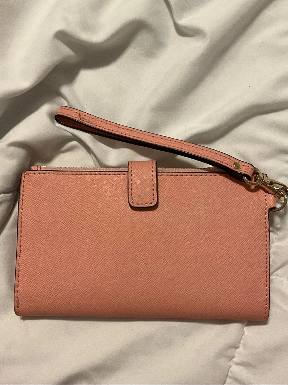 Michael Kors Pink Coral Saffiano Leather Wristlet